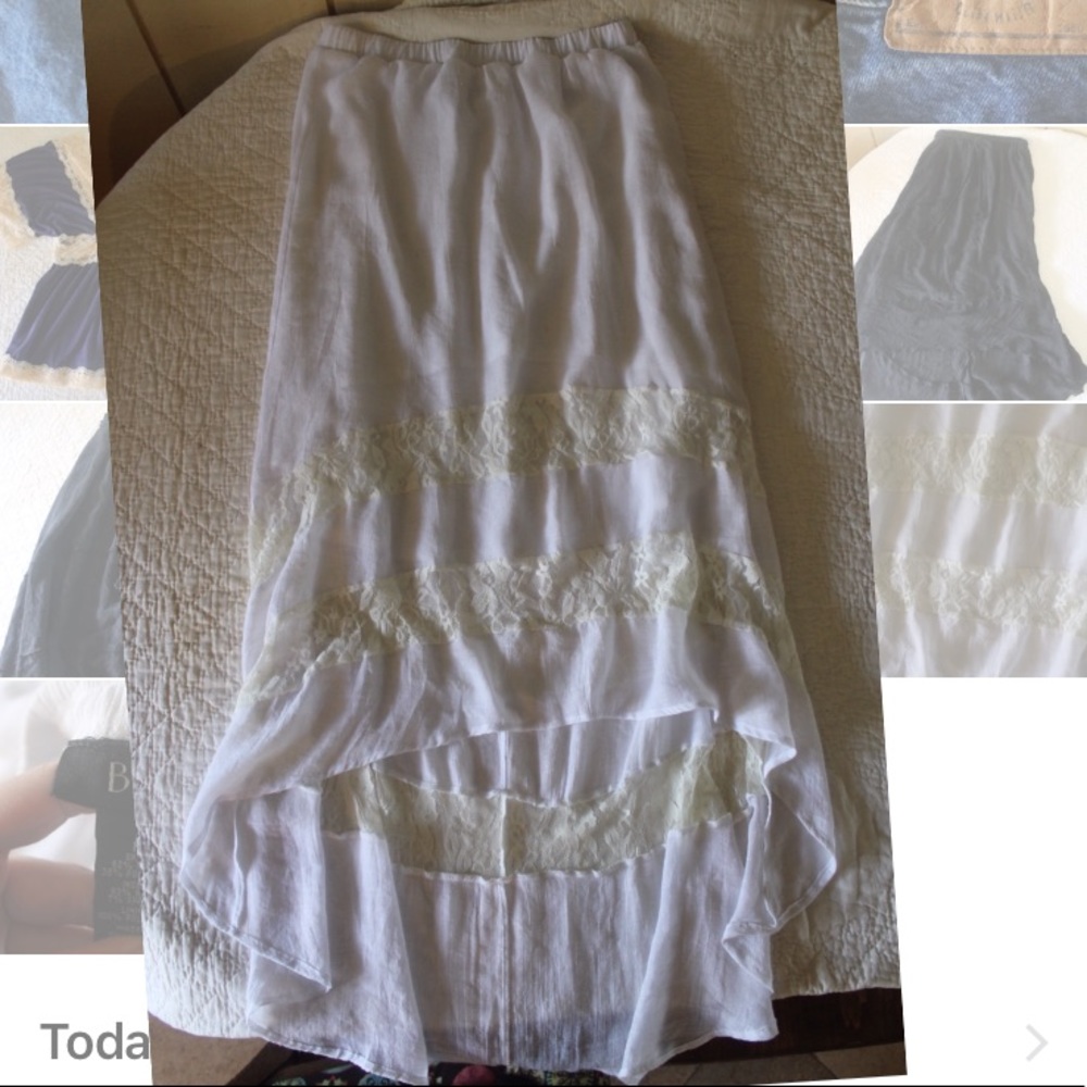 BCX High Low Medium White Cream Lace Skirt Maxi